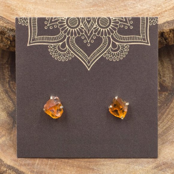 Citrine and Sterling Silver Crystal Stud Earrings - Choose the pair you want - Picture 1 of 3